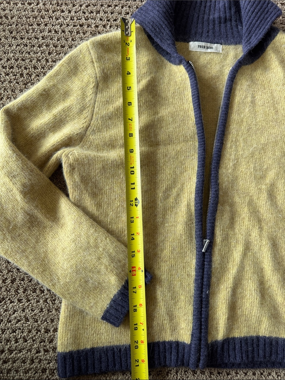 Japanese Vintage Wool Blend Zip Cardigan in Mustard with Purple Trim!๐๐๐๐ - Picture 7 of 7